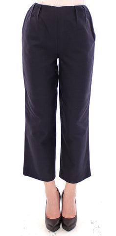 Blue Cropped Cotton Pants Andrea Incontri