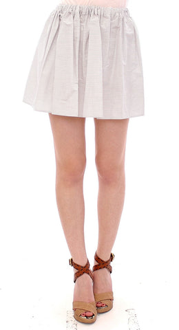White Cotton Checkered Stretch Skirt Andrea Incontri