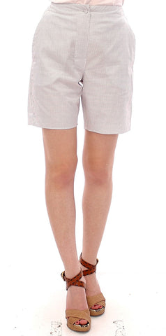 White Checkered Stretch Cotton Shorts Andrea Incontri