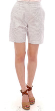White Checkered Stretch Cotton Shorts Andrea Incontri