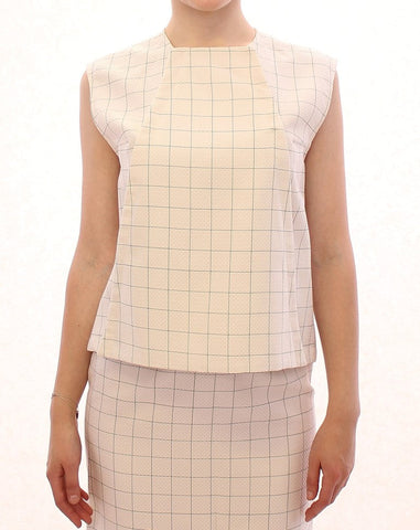 White Cotton Checkered Shirt Top Andrea Incontri