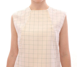 White Cotton Checkered Shirt Top Andrea Incontri