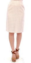 White Cotton Checkered Pencil Skirt Andrea Incontri
