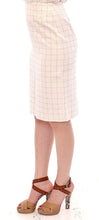 White Cotton Checkered Pencil Skirt Andrea Incontri