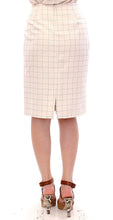 White Cotton Checkered Pencil Skirt Andrea Incontri