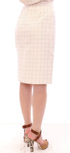 White Cotton Checkered Pencil Skirt Andrea Incontri