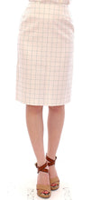 White Cotton Checkered Pencil Skirt Andrea Incontri