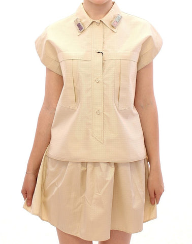 Beige Sleeveless Blouse Top Andrea Incontri