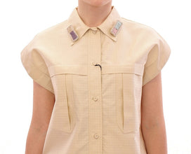 Beige Sleeveless Blouse Top Andrea Incontri