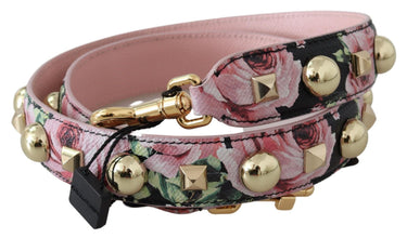 Pink Floral Gold Studs Bag Accessory Shoulder Strap Dolce & Gabbana