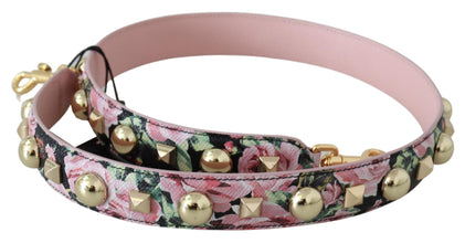Pink Floral Gold Studs Bag Accessory Shoulder Strap Dolce & Gabbana