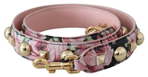 Pink Floral Gold Studs Bag Accessory Shoulder Strap Dolce & Gabbana
