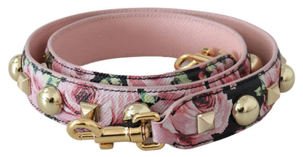 Pink Floral Gold Studs Bag Accessory Shoulder Strap Dolce & Gabbana