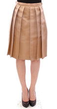 Brown Silk Solid Mini Pleated Skirt Andrea Incontri