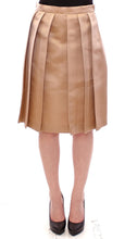 Brown Silk Solid Mini Pleated Skirt Andrea Incontri