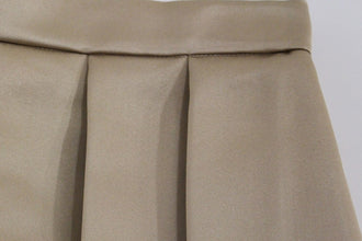 Brown Silk Solid Mini Pleated Skirt Andrea Incontri