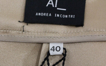 Brown Silk Solid Mini Pleated Skirt Andrea Incontri