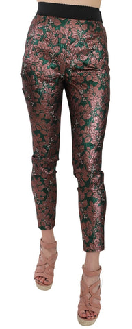 Multicolor Iridescent Brocade Jacquard Trousers Crop Pants Dolce & Gabbana