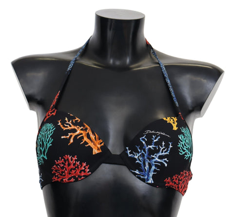 Black Corals Print Women Beachwear Bikini Tops Dolce & Gabbana