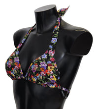 Black Floral Print Swimsuit Beachwear Bikini Tops Dolce & Gabbana