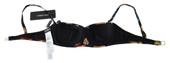Black Seashells Print Women Swimwear Bikini Tops Dolce & Gabbana