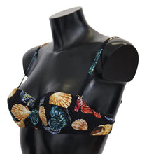Black Seashells Print Women Swimwear Bikini Tops Dolce & Gabbana