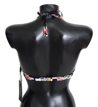 Multicolor Striped Rose Print Swimwear Bikini Tops Dolce & Gabbana