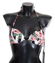 Multicolor Striped Rose Print Swimwear Bikini Tops Dolce & Gabbana