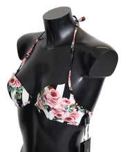 Multicolor Striped Rose Print Swimwear Bikini Tops Dolce & Gabbana
