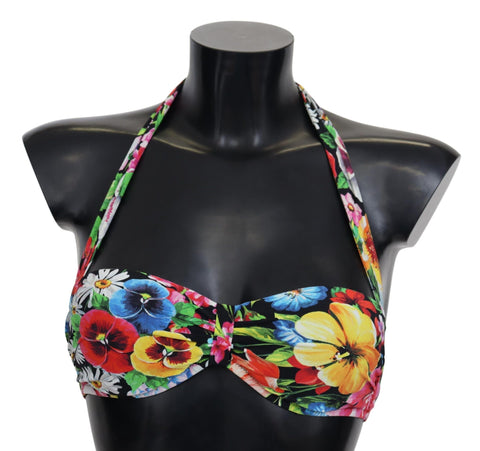 Multicolor Floral Print Swimwear Bikini Tops Dolce & Gabbana