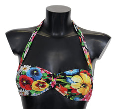 Multicolor Floral Print Swimwear Bikini Tops Dolce & Gabbana