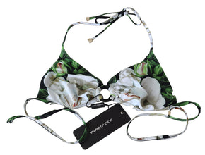 Multicolor Floral Print Halter Swimwear Bikini Top Dolce & Gabbana