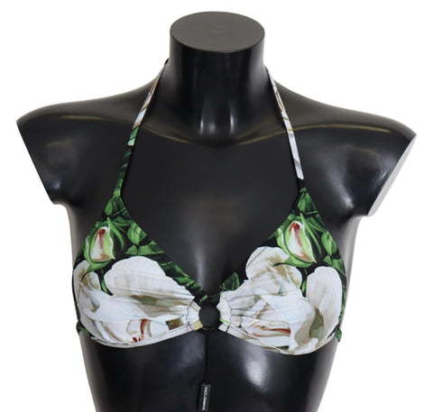 Multicolor Floral Print Halter Swimwear Bikini Top Dolce & Gabbana