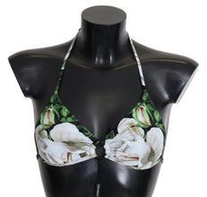 Multicolor Floral Print Halter Swimwear Bikini Top Dolce & Gabbana