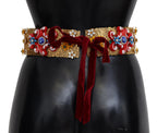 Embellished Floral Crystal Wide Waist Carretto Belt Dolce & Gabbana
