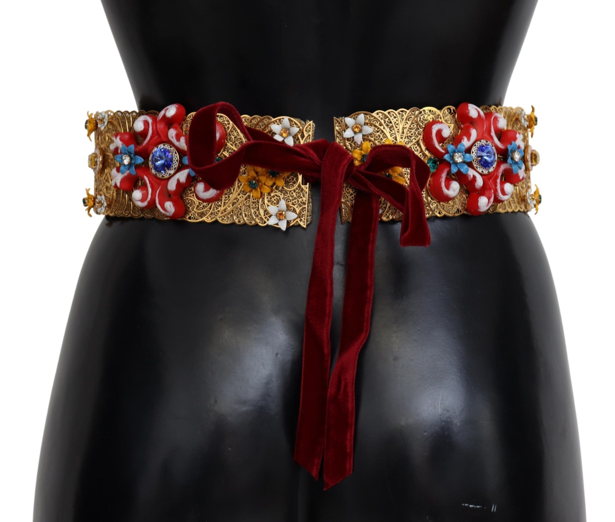 Embellished Floral Crystal Wide Waist Carretto Belt Dolce & Gabbana