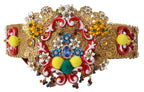 Embellished Floral Crystal Wide Waist Carretto Belt Dolce & Gabbana