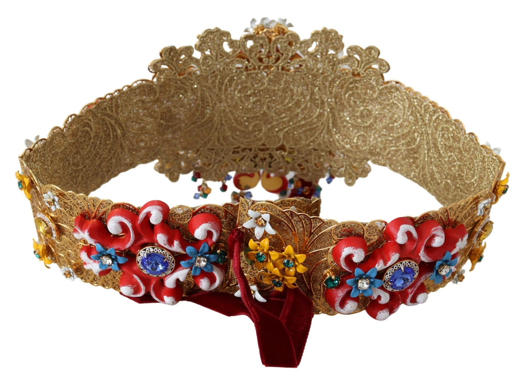 Embellished Floral Crystal Wide Waist Carretto Belt Dolce & Gabbana