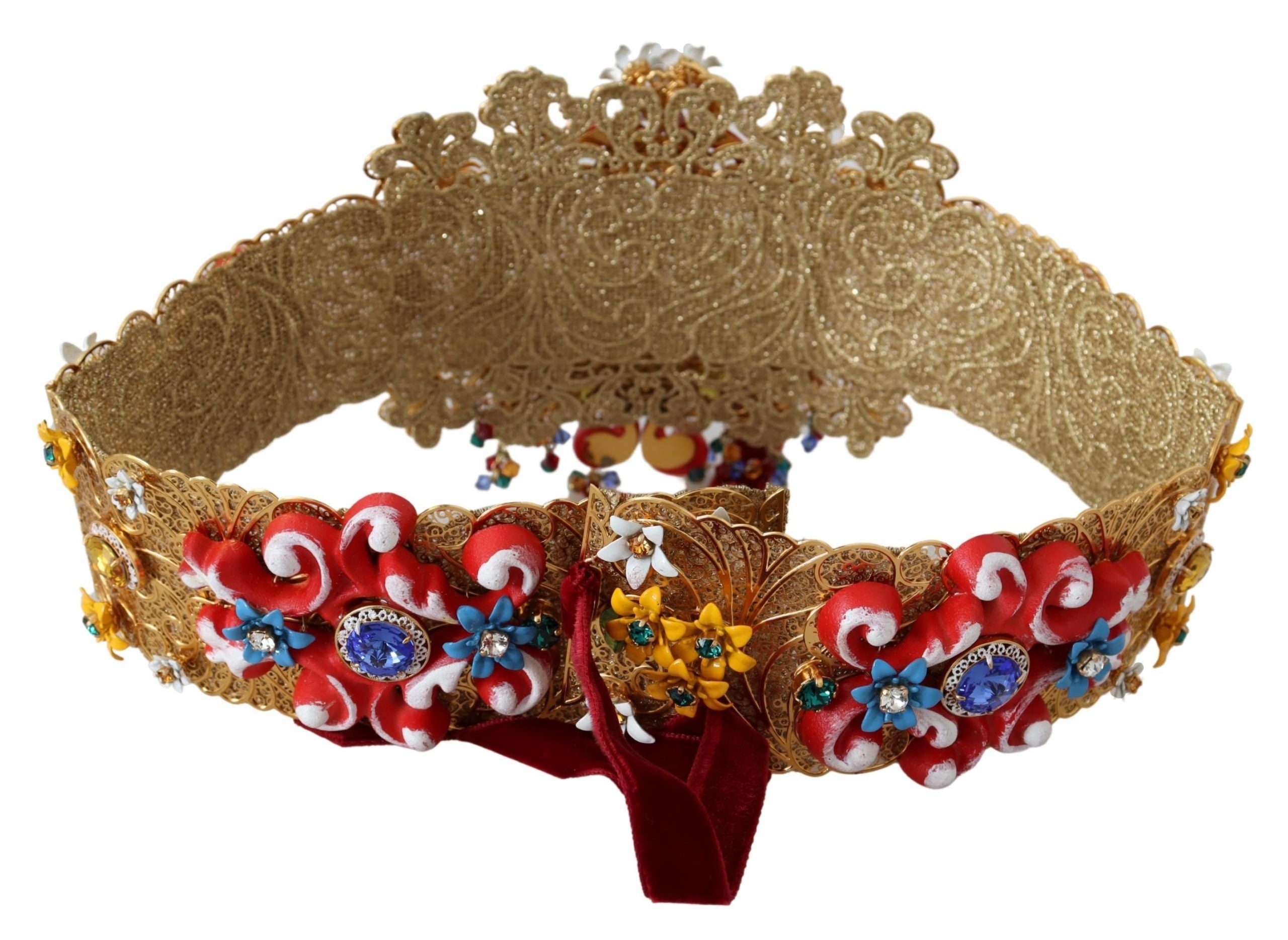 Embellished Floral Crystal Wide Waist Carretto Belt Dolce & Gabbana