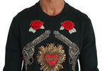 Green Crystal Heart Roses Gun Sweater Dolce & Gabbana