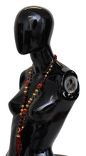 Gold Tone Brass Red Crystals Pendant Opera Chain  Necklace Dolce & Gabbana