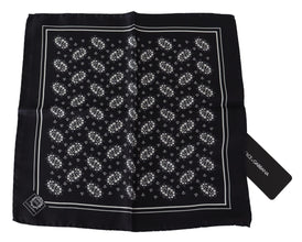 Black Patterned Square Scarf  Silk  Handkerchief Dolce & Gabbana