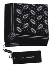 Black Patterned Square Scarf  Silk  Handkerchief Dolce & Gabbana