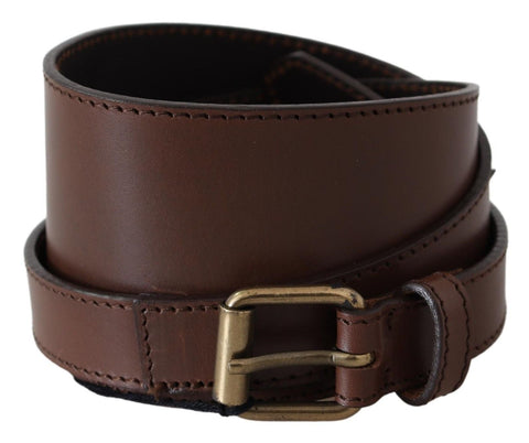 Brown Wide Leather Rustic Gold Metal Buckle Dark PLEIN SUD