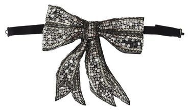 Silver Crystal Beaded Sequined Catwalk Necklace Bowtie Dolce & Gabbana