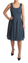 Blue Dotted Cotton A-Line Gown Dress Dolce & Gabbana