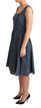 Blue Dotted Cotton A-Line Gown Dress Dolce & Gabbana