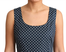 Blue Dotted Cotton A-Line Gown Dress Dolce & Gabbana