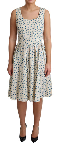 Beige Dotted Cotton A-Line Gown Dress Dolce & Gabbana