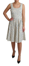 Beige Dotted Cotton A-Line Gown Dress Dolce & Gabbana